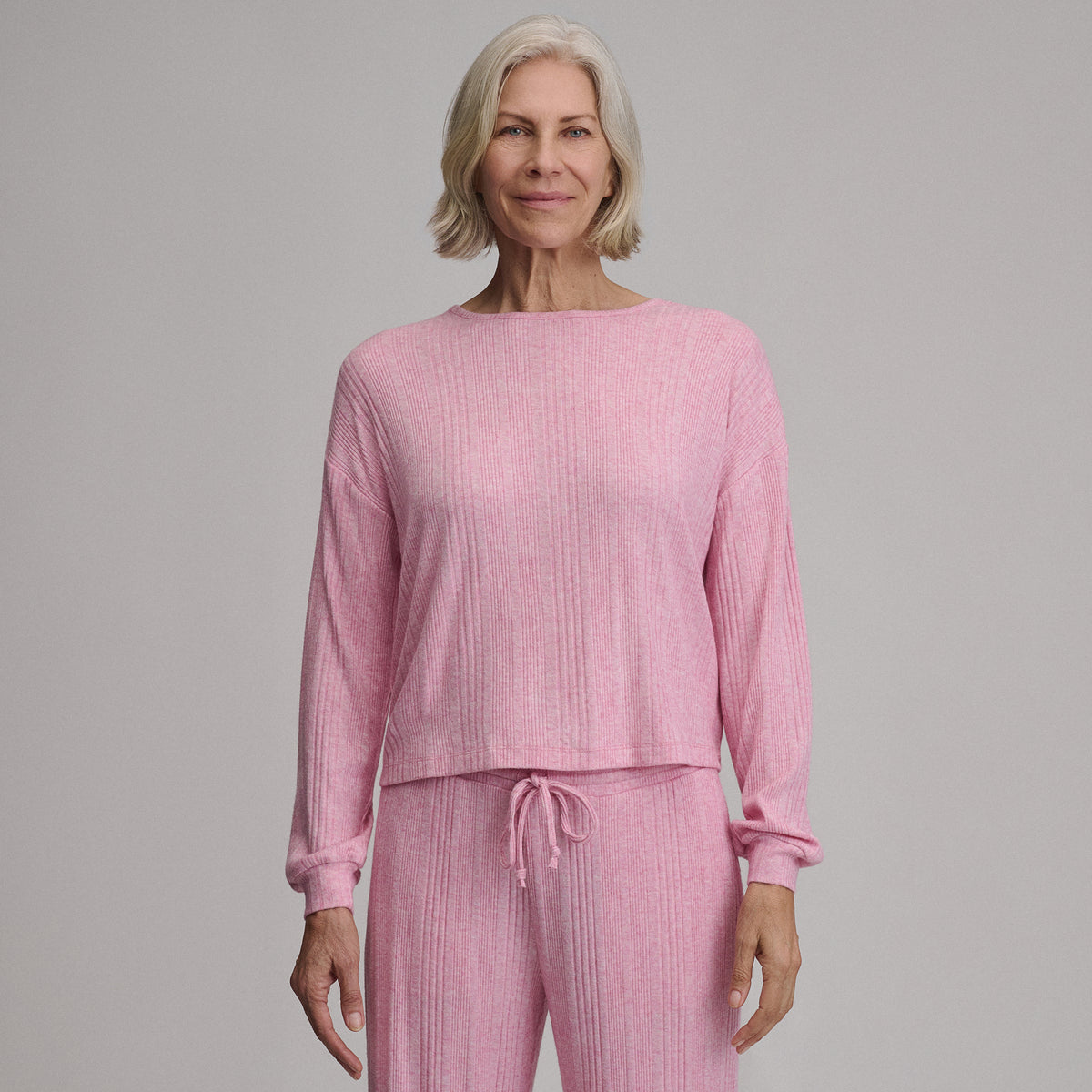 Women's Long-Sleeve Cozy Rib Crew-Blush-1