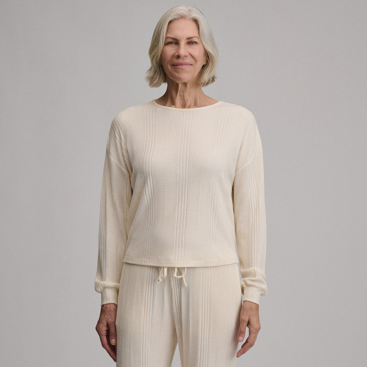 Women's Long-Sleeve Cozy Rib Crew-Heather Oatmeal-7
