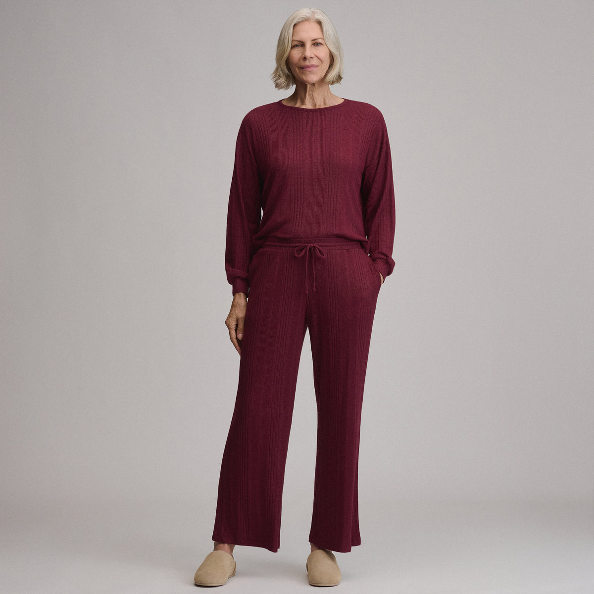 Women's Long-Sleeve Cozy Rib Crew-Tawny Port-13