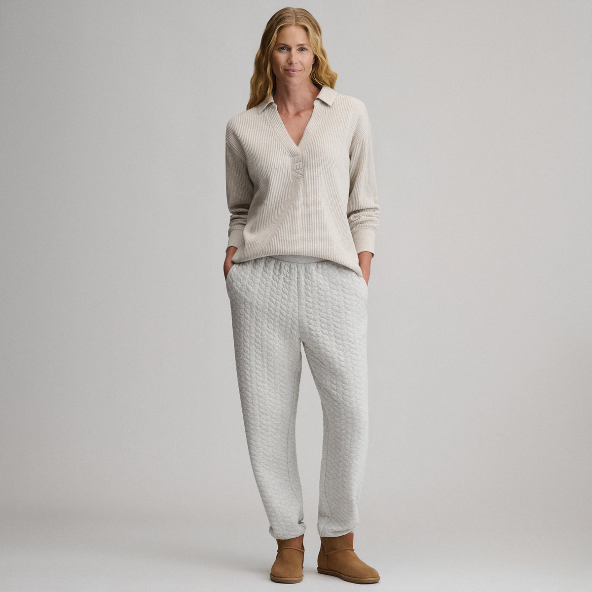 Women's Lounge Thermal Crew-Heather Oatmeal-16