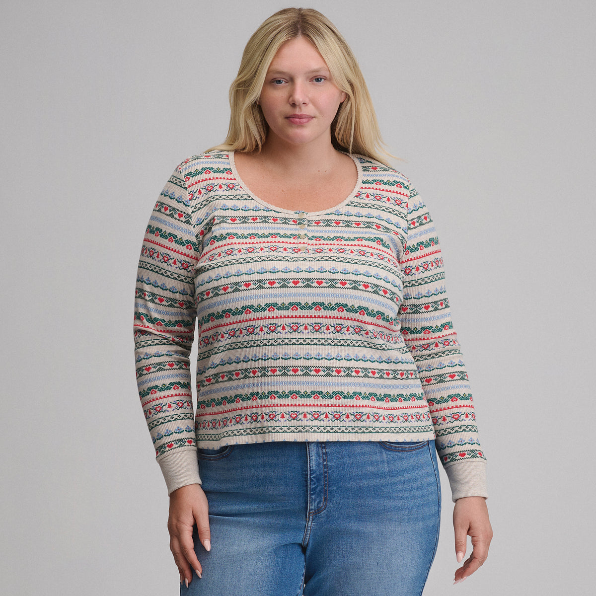 Women's Infinity Thermal Henley-Heather Oatmeal-16