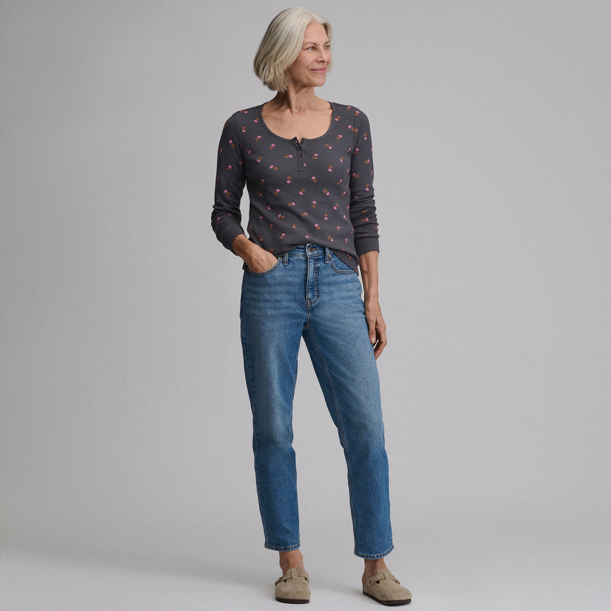 Women's Infinity Thermal Henley-Carbon-36