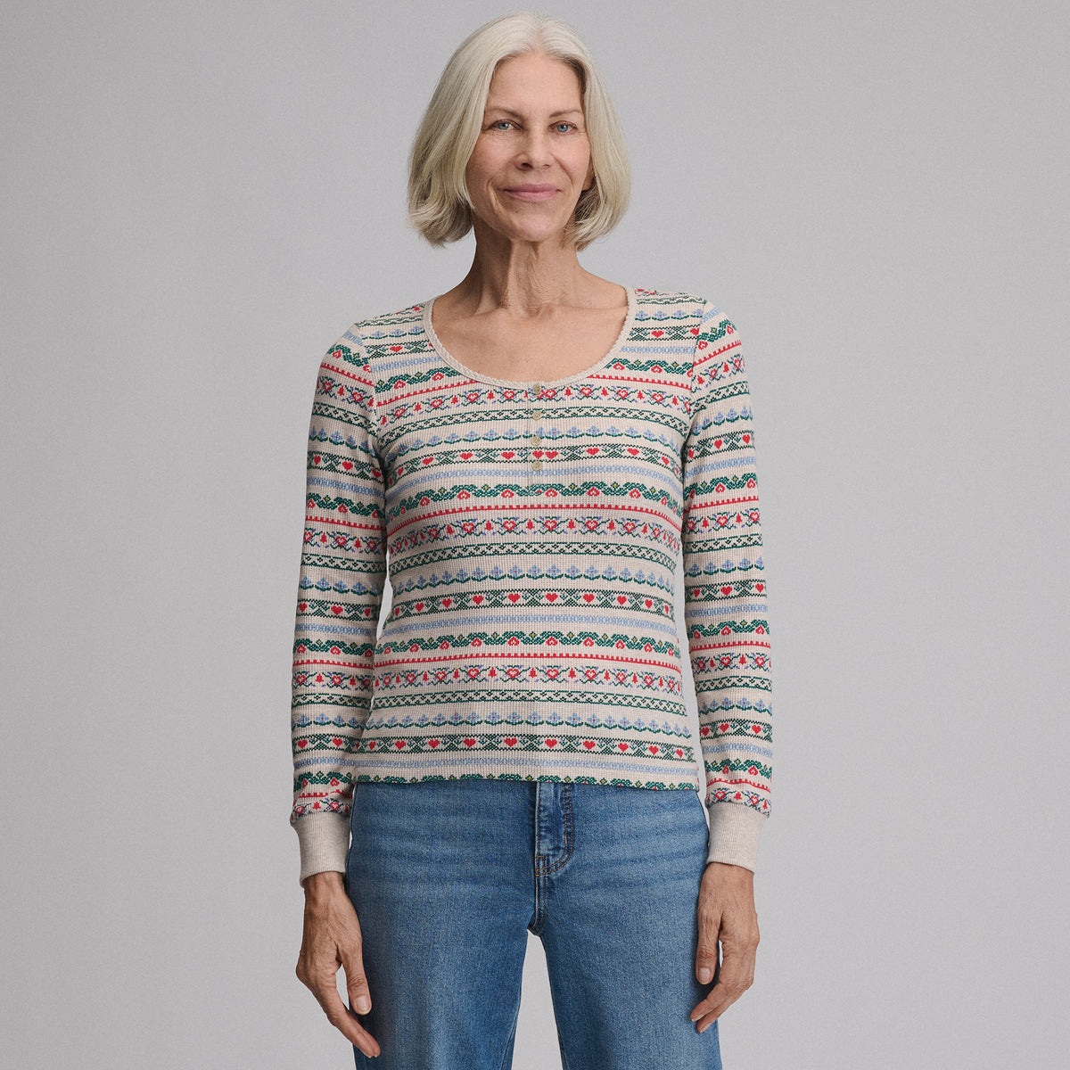 Women's Infinity Thermal Henley-Heather Oatmeal-49