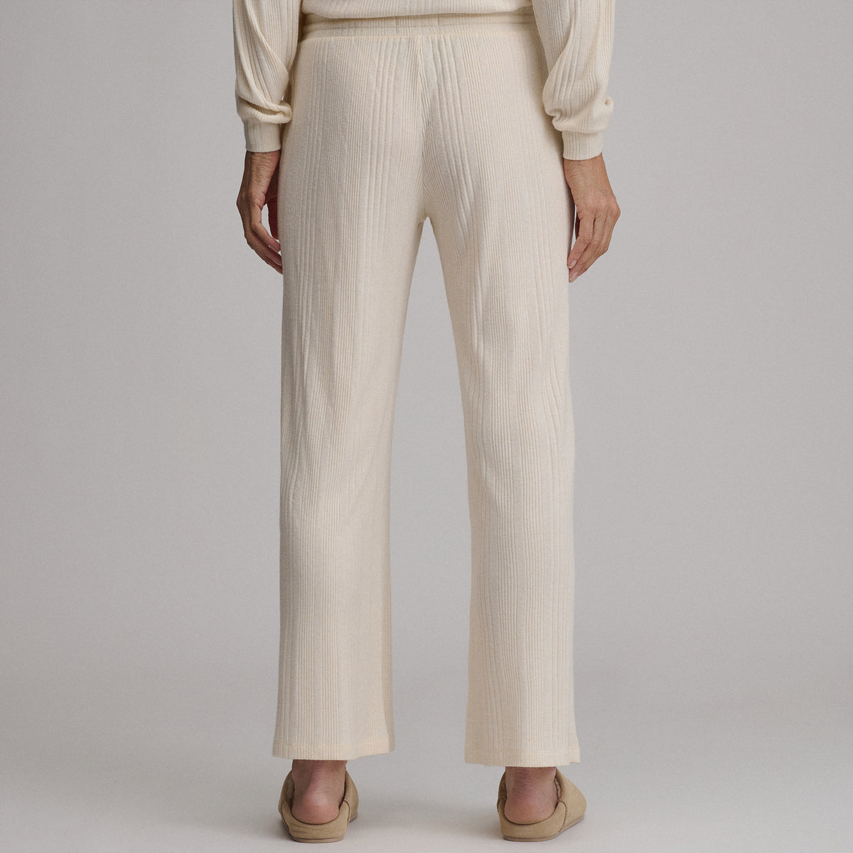 Women's Cozy Rib Wide-Leg Pants-Heather Oatmeal-10