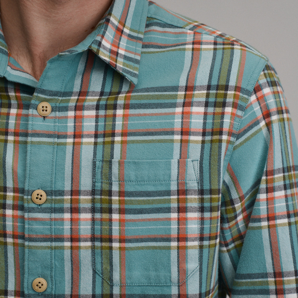 LS Eddie Bauers Favorite Flannel -Classic-Dark Seafoam-35