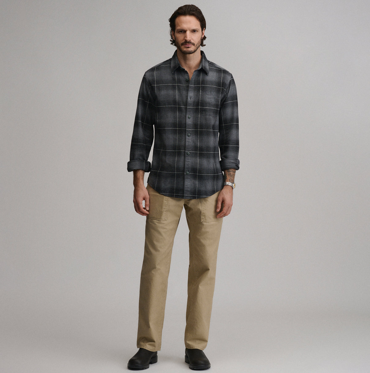 LS Eddie Bauers Favorite Flannel -Classic-Gray-48