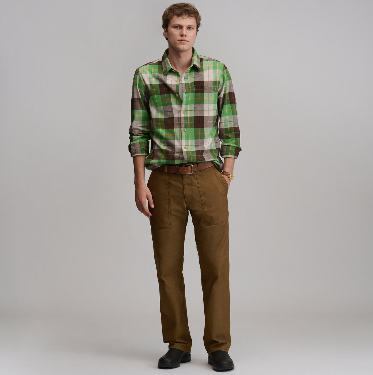LS Eddie Bauers Favorite Flannel -Classic-Light Moss-56