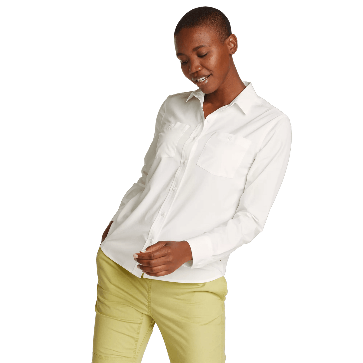 Women's Departure 3.0 LS Shirt-Snow-Regular-2