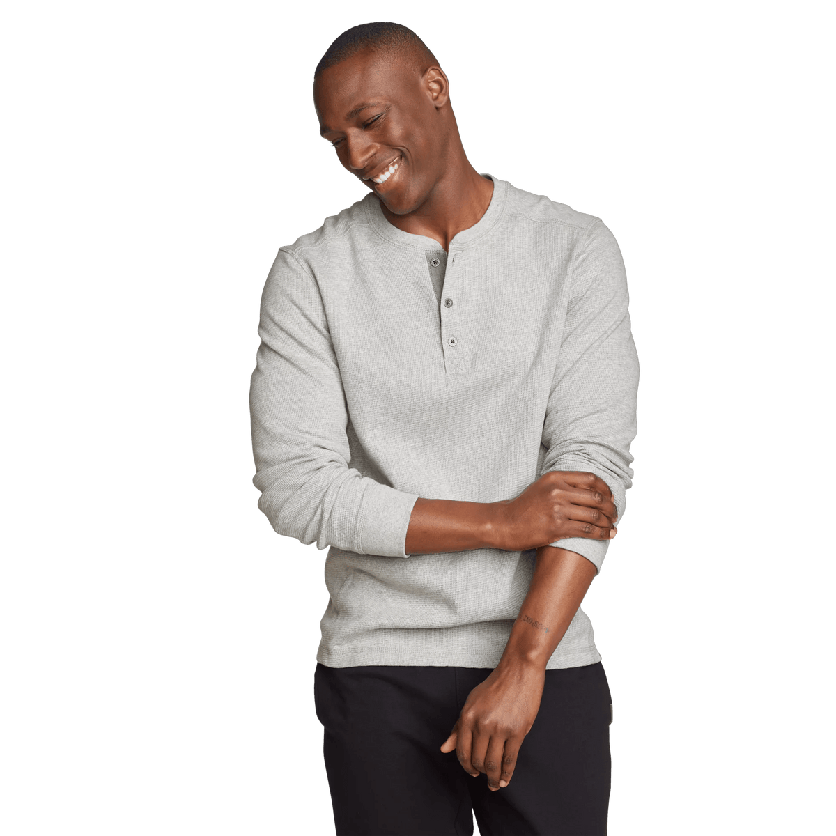Men's Eddie's Favorite Ultrasoft Thermal Henley-Lt Htr Gray-Regular-10