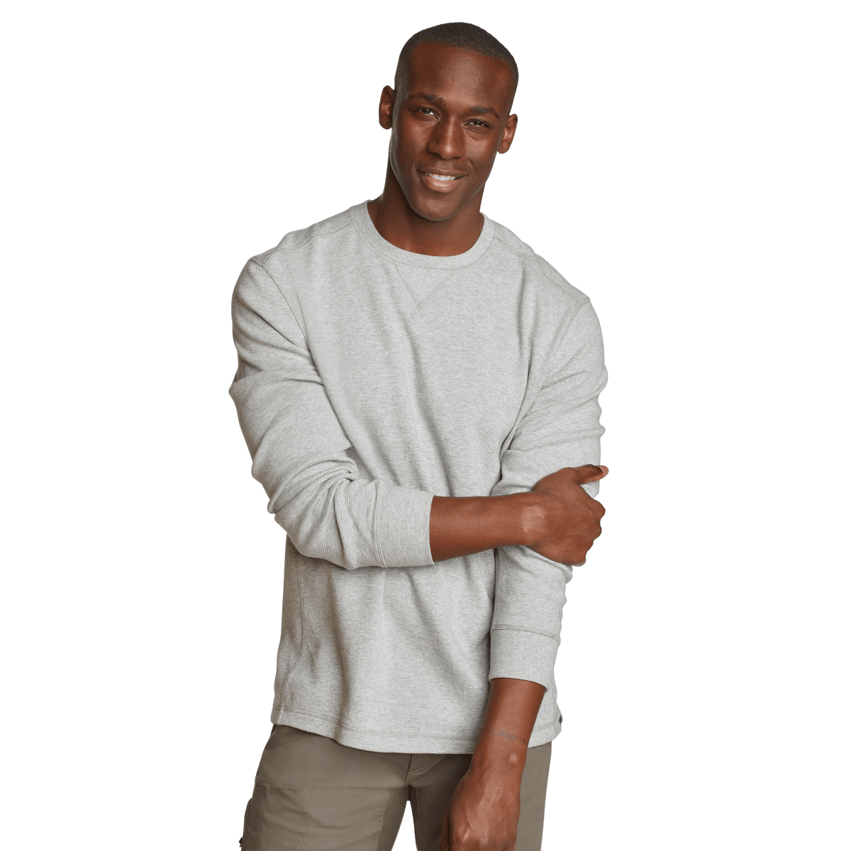 Men's Eddie's Favorite Ultrasoft Thermal Crew-Lt Htr Gray-Regular-4