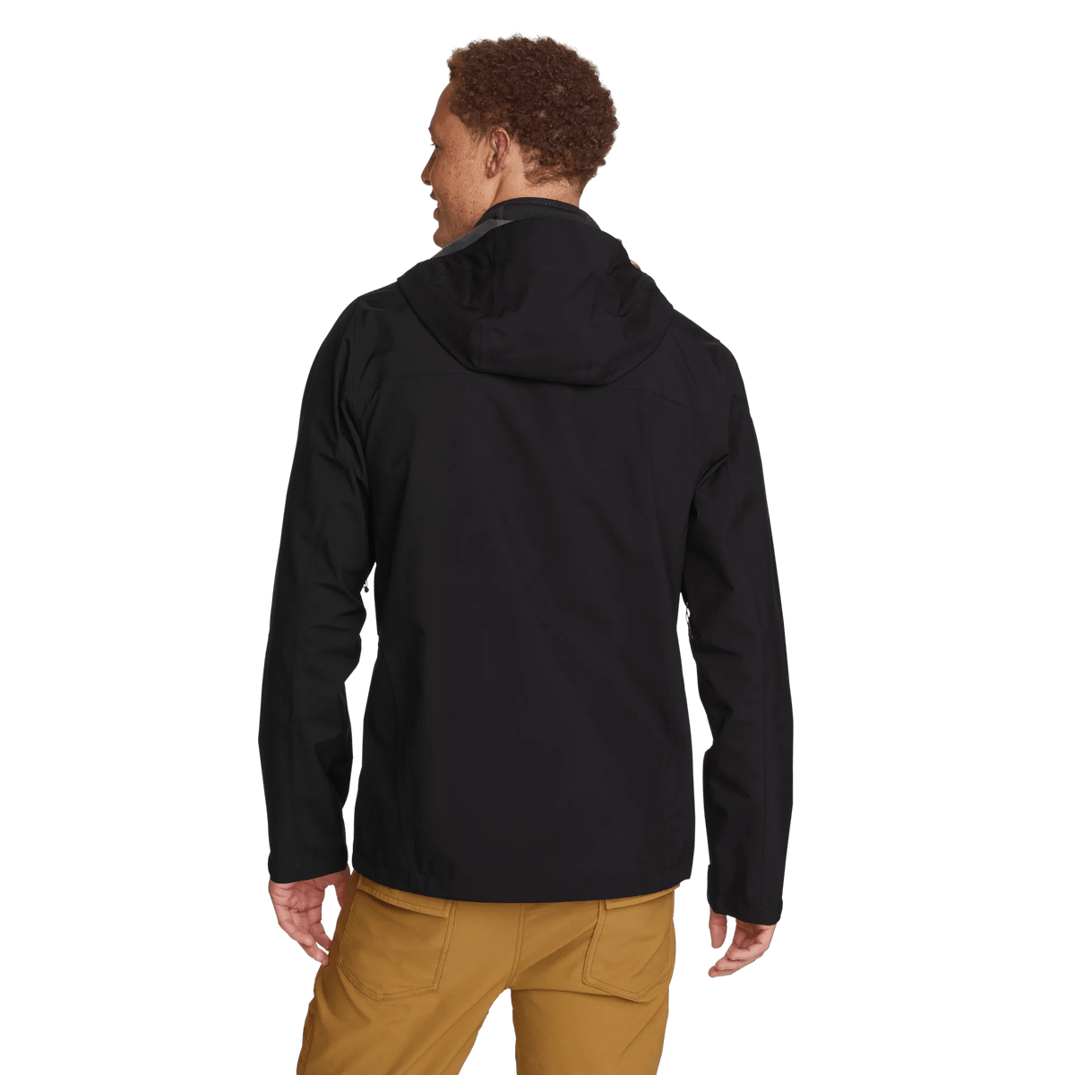 Men's Cloud Cap Waterproof Stretch Hooded Rain Jacket-Black-Regular-4