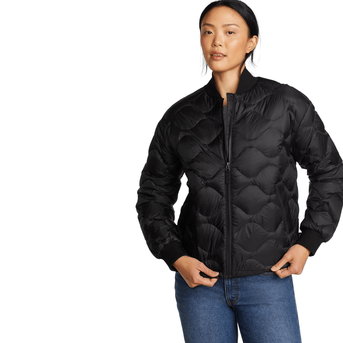 Women's Shaw Down Bomber Jacket-Black-Regular-4