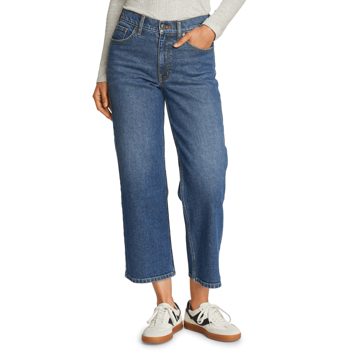 Women's Authentic Everyday High-Rise Cropped Jeans-Indigo Blue-Regular-5