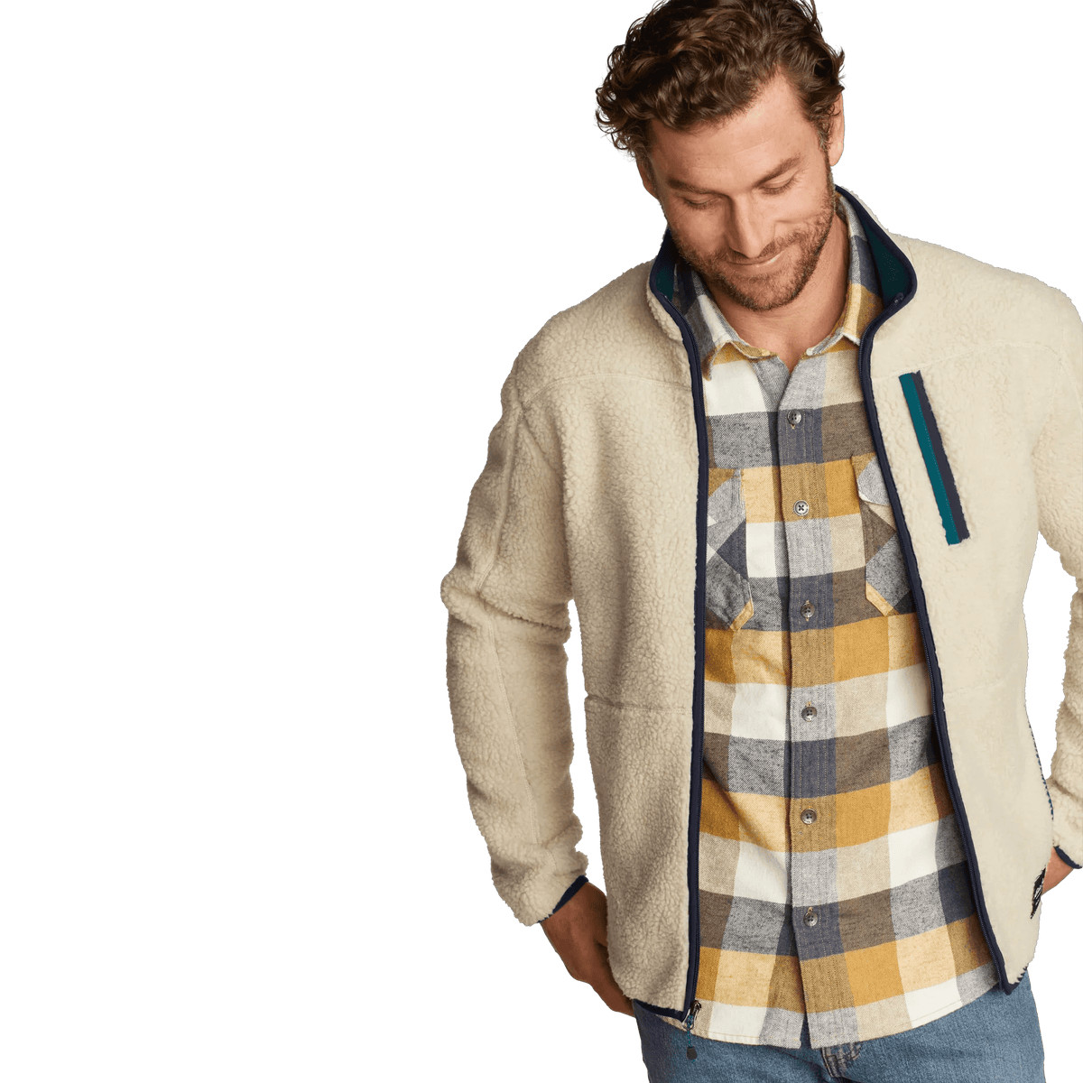 Men's Chilali Faux Shearling Fleece Jacket-Oyster-Regular-6