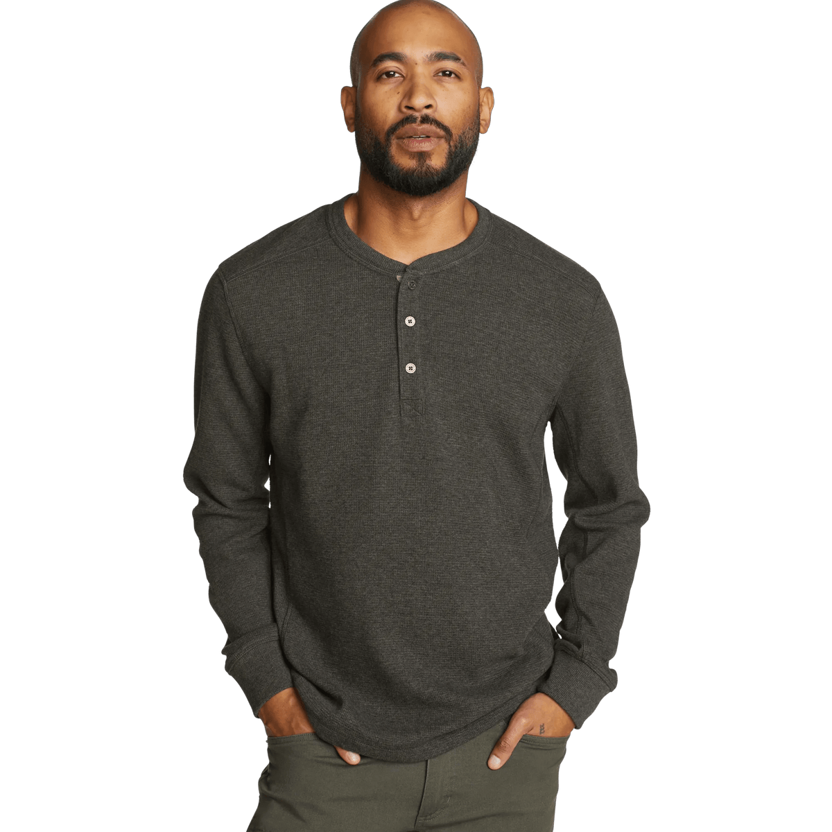 Men's Eddie's Favorite Ultrasoft Thermal Henley-Charcoal Htr-Regular-5