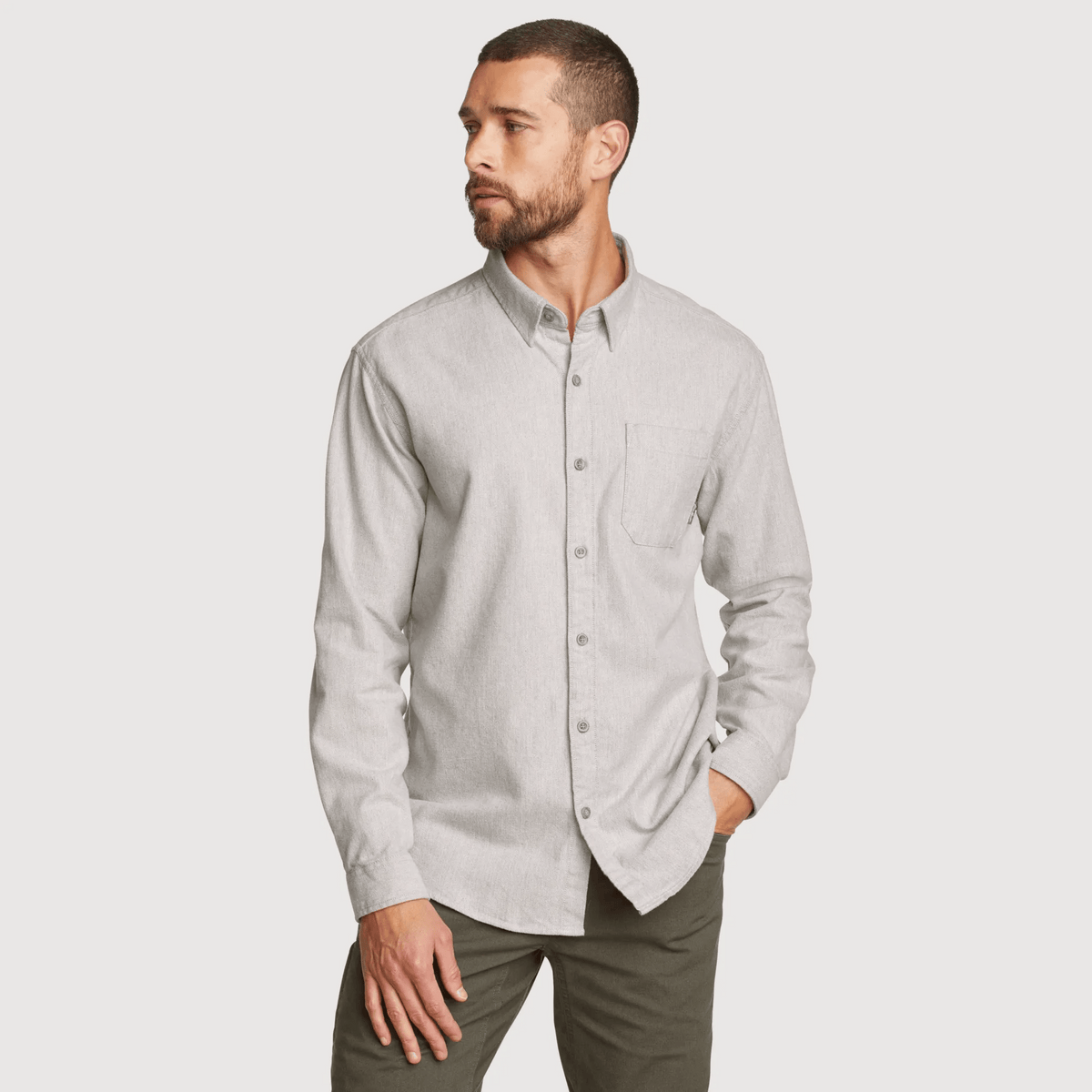 Men's Eddie's Favorite Flannel Classic Fit Shirt - Solid-Gray-Regular-8