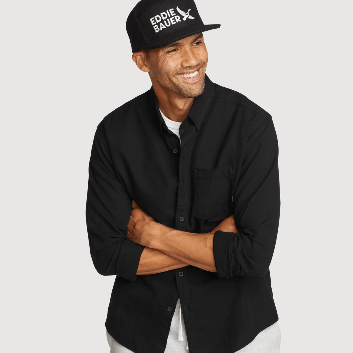 Men's Eddie's Favorite Flannel Classic Fit Shirt - Solid-Coal-Regular-5