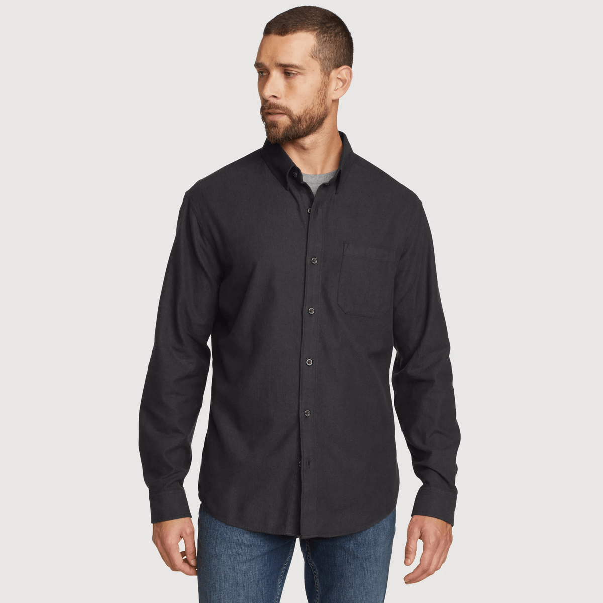 Men's Eddie's Favorite Flannel Classic Fit Shirt - Solid-Gray Smoke-Regular-9