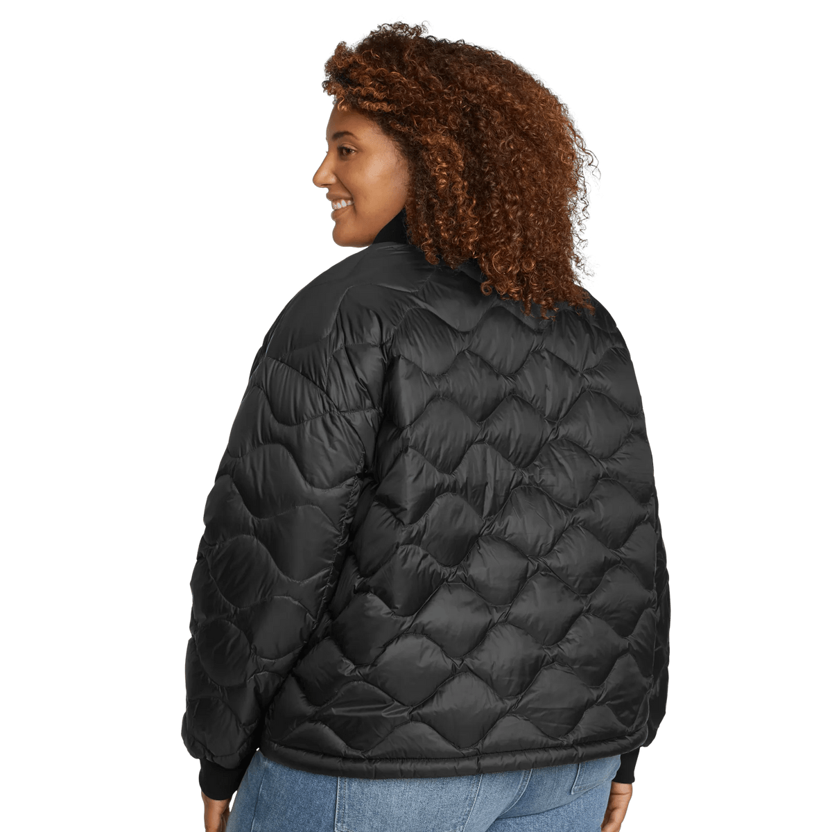Women's Shaw Down Bomber Jacket-Black-Plus-2