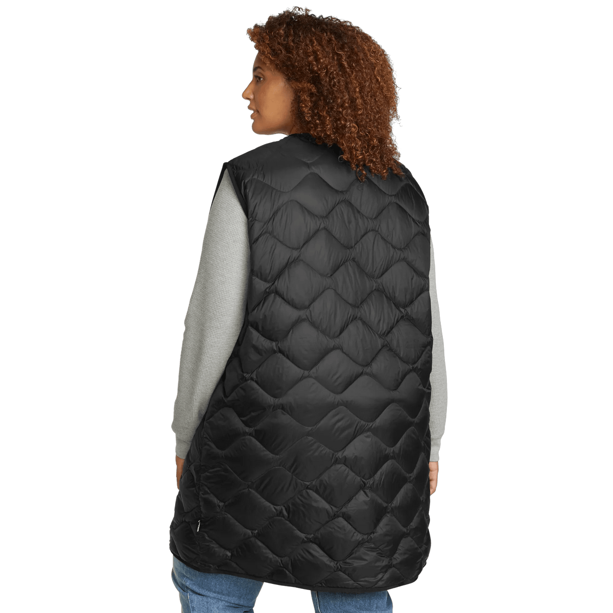 Women's Shaw Long Down Vest-Black-Plus-2