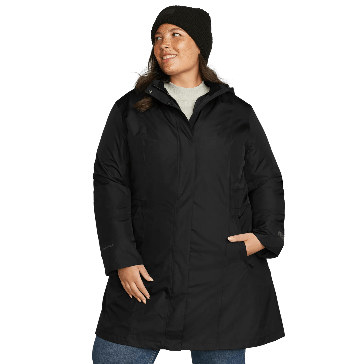 Women's Girl on the Go® Insulated Waterproof Trench Coat-Black-Plus-1