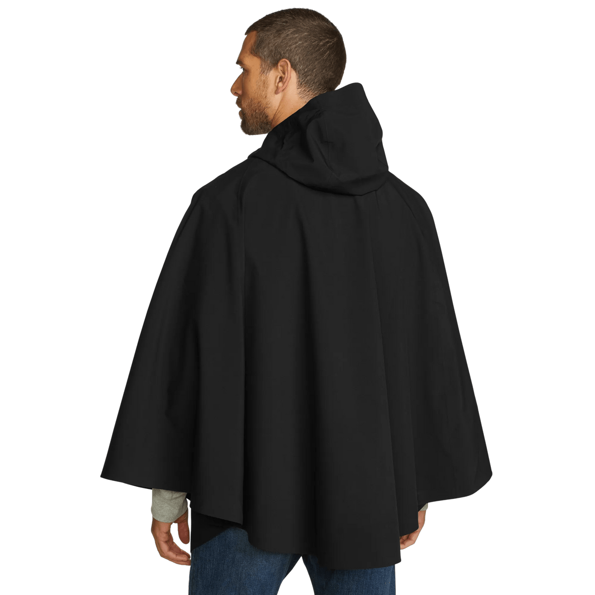 Cloud Cap Waterproof Stretch Packable Hooded Poncho-Black-Regular-3