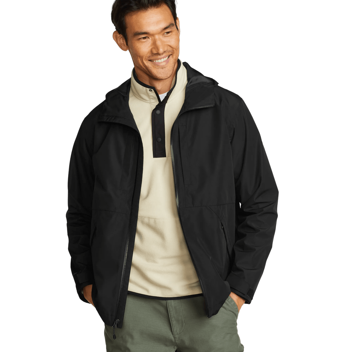 Men's Seaward Waterproof Hooded Rain Jacket-Black-Regular-1