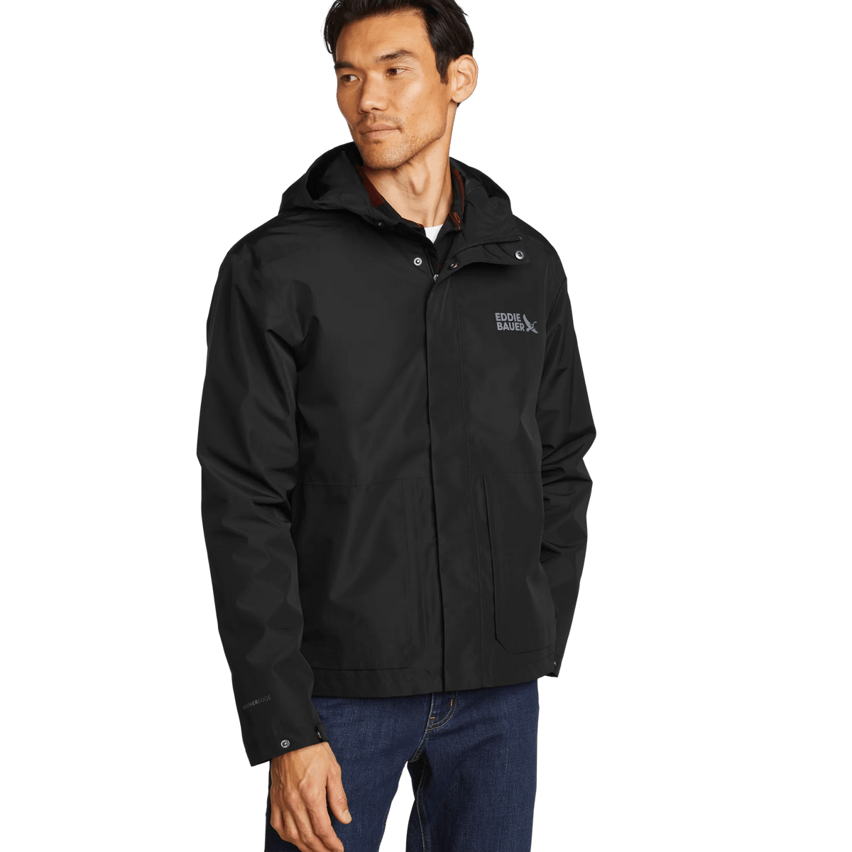 Men's Rainfoil® Waterproof Packable Hooded Jacket-Black-Regular-9