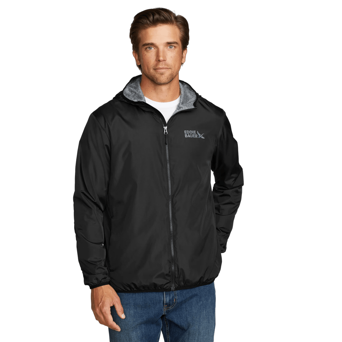 Men's Quilo Lined Windproof Wind Jacket-Black-Regular-3