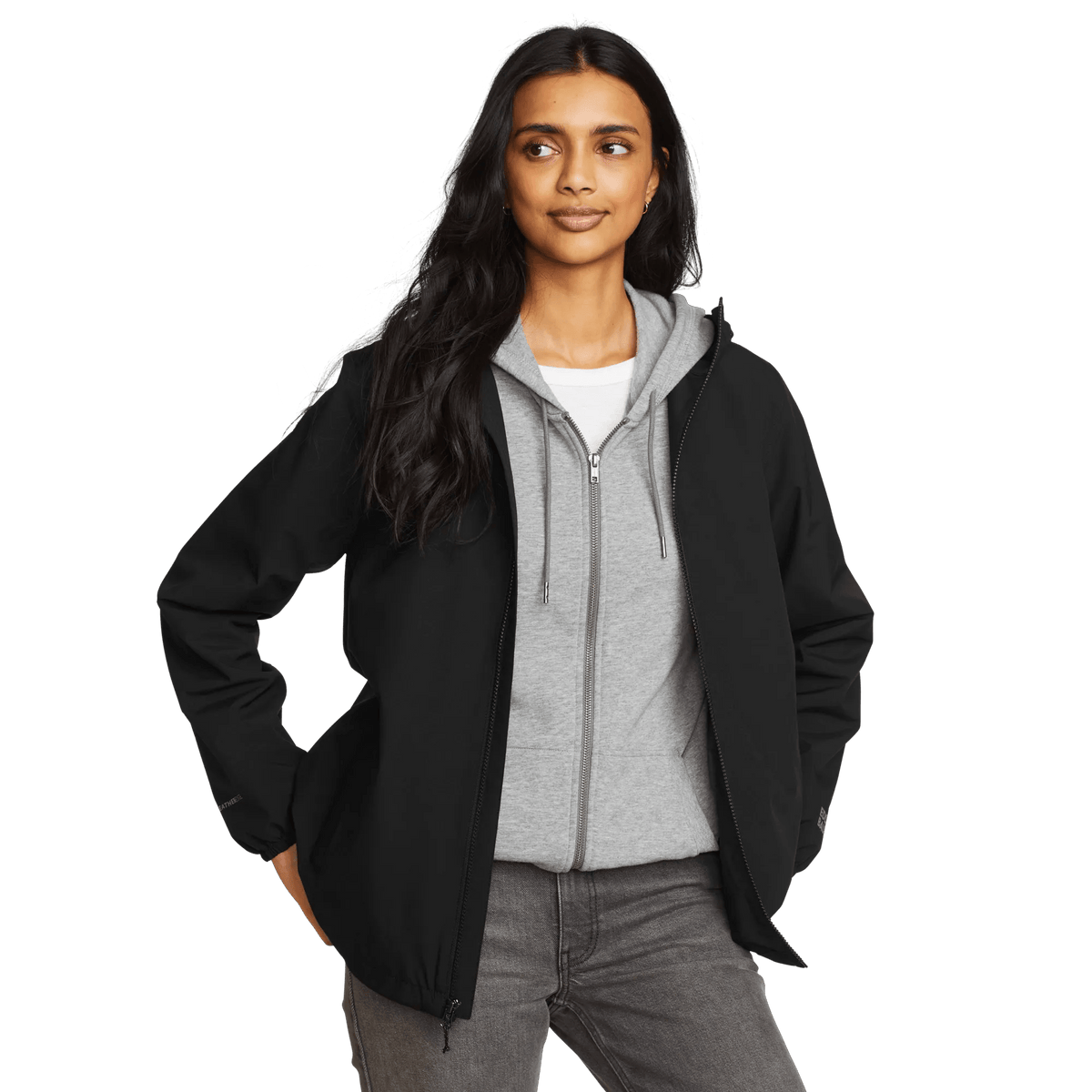 Women's Rainy Pass Water-Repellent Hooded Jacket-Black-Regular-19