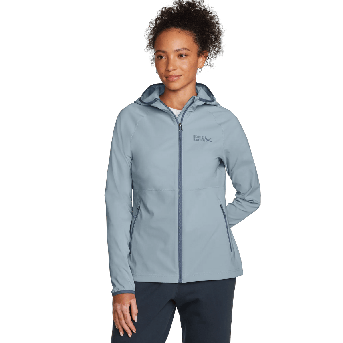 Women's Stratify Soft Shell Hoodie-Blue Smoke-Regular-3