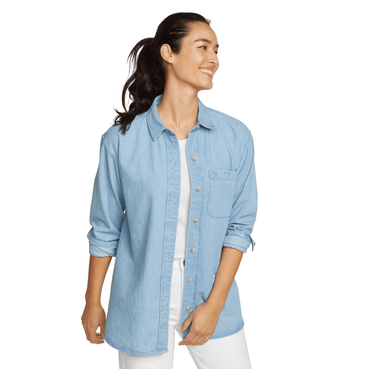 Women's Denim Overshirt-Bleached-Regular-2