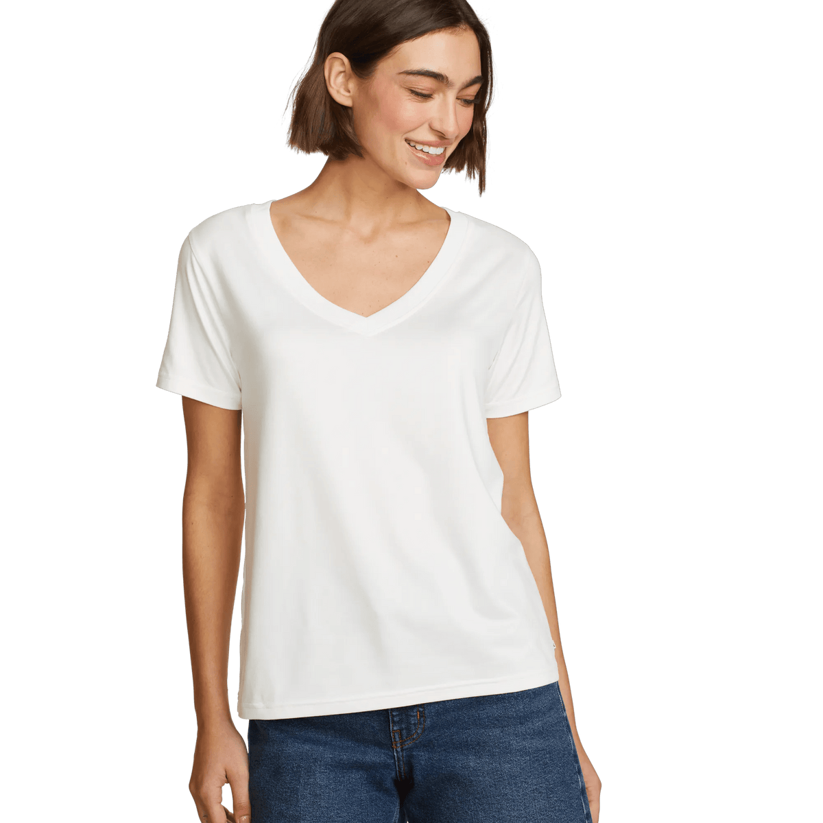 Women's Surreal Travel V-Neck T-Shirt-White-Regular-11