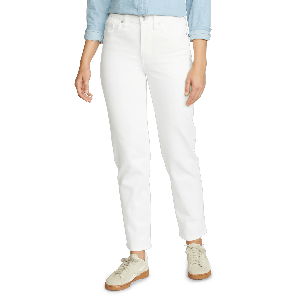 Women's Authentic High-Rise Straight Leg Jeans-White-Regular-6