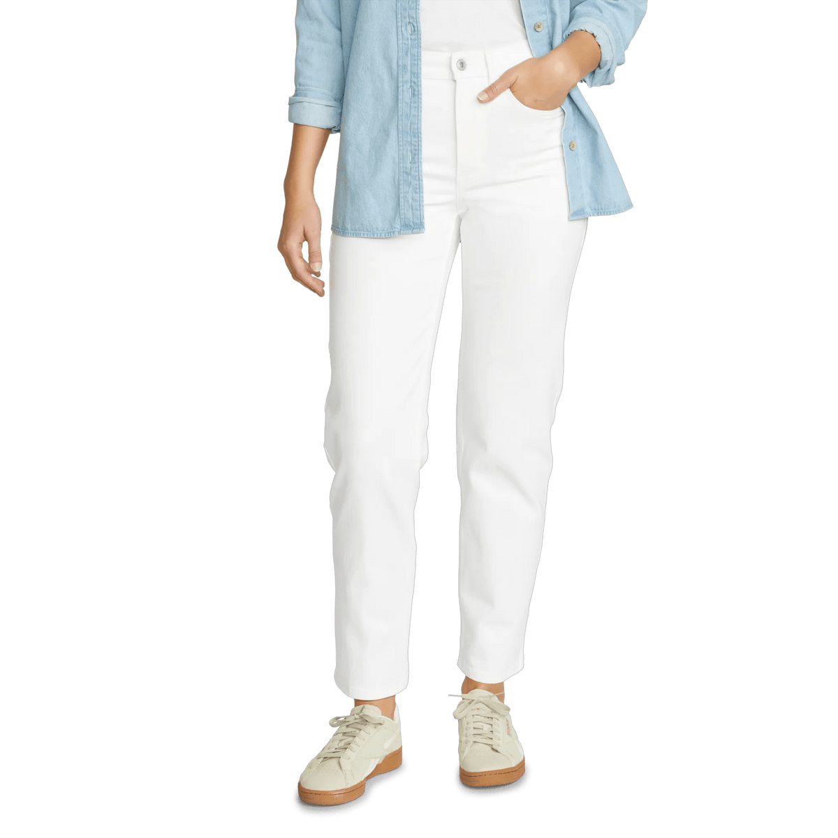 Women's Authentic High-Rise Straight Leg Jeans-White-Regular-14