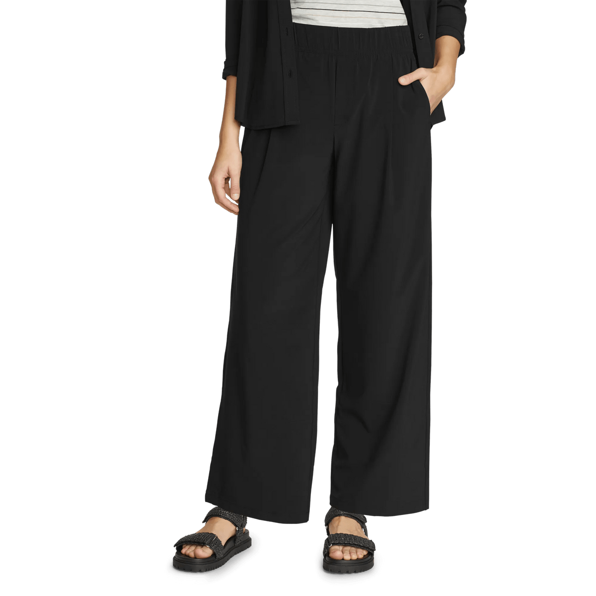 Women's Departure High-Rise Wide Leg Travel Pants-Black-Regular-1