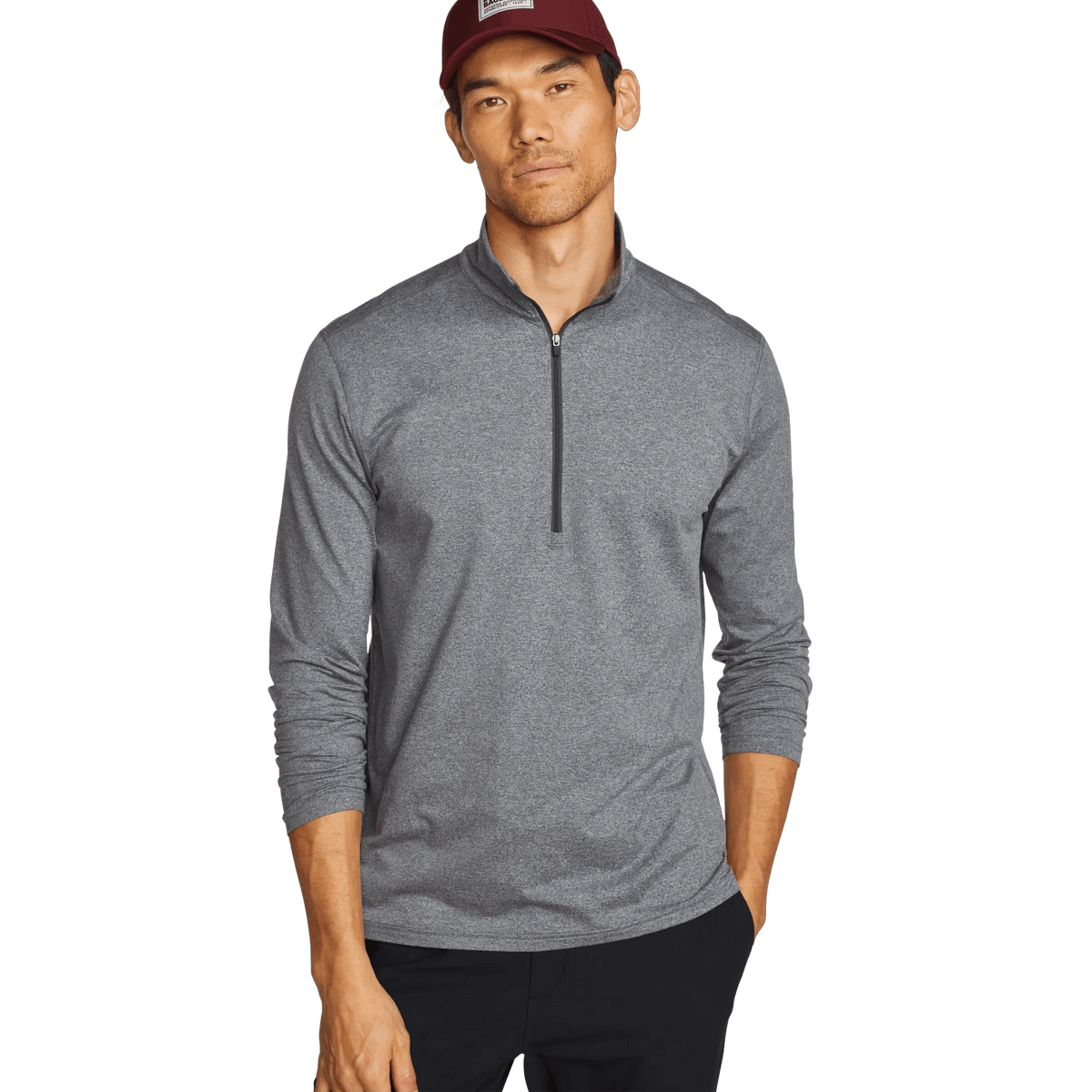 Men's Mountain Trek 1/2-Zip Mock-Med Htr Gray-Regular-3