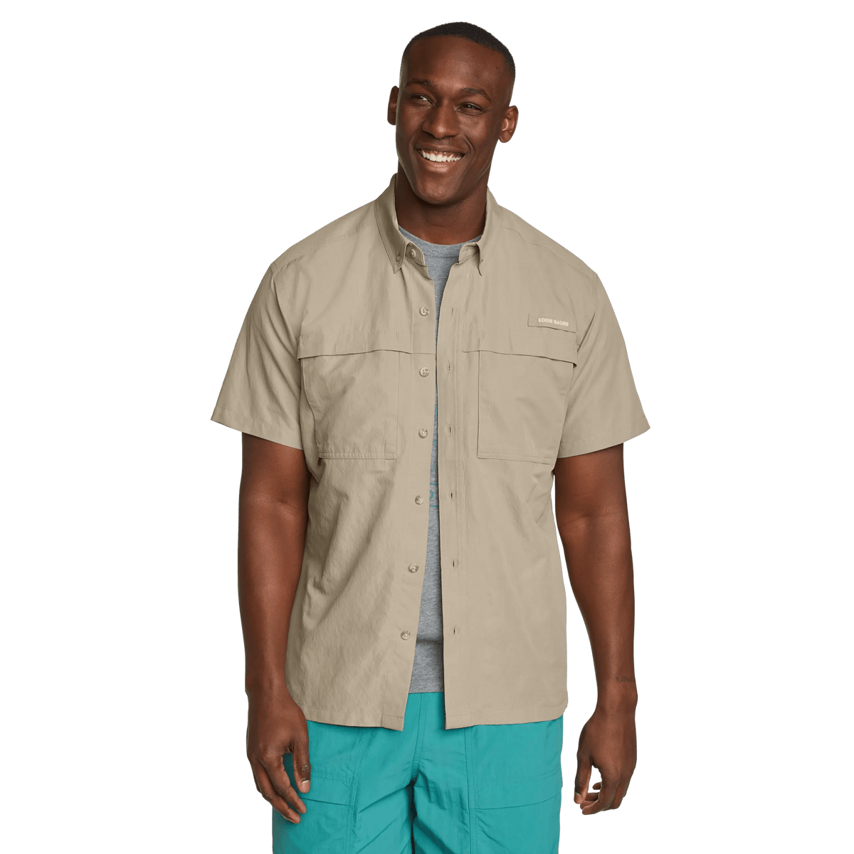 Men's Rainier Ripstop Short-Sleeve Shirt-Light Khaki-Regular-13