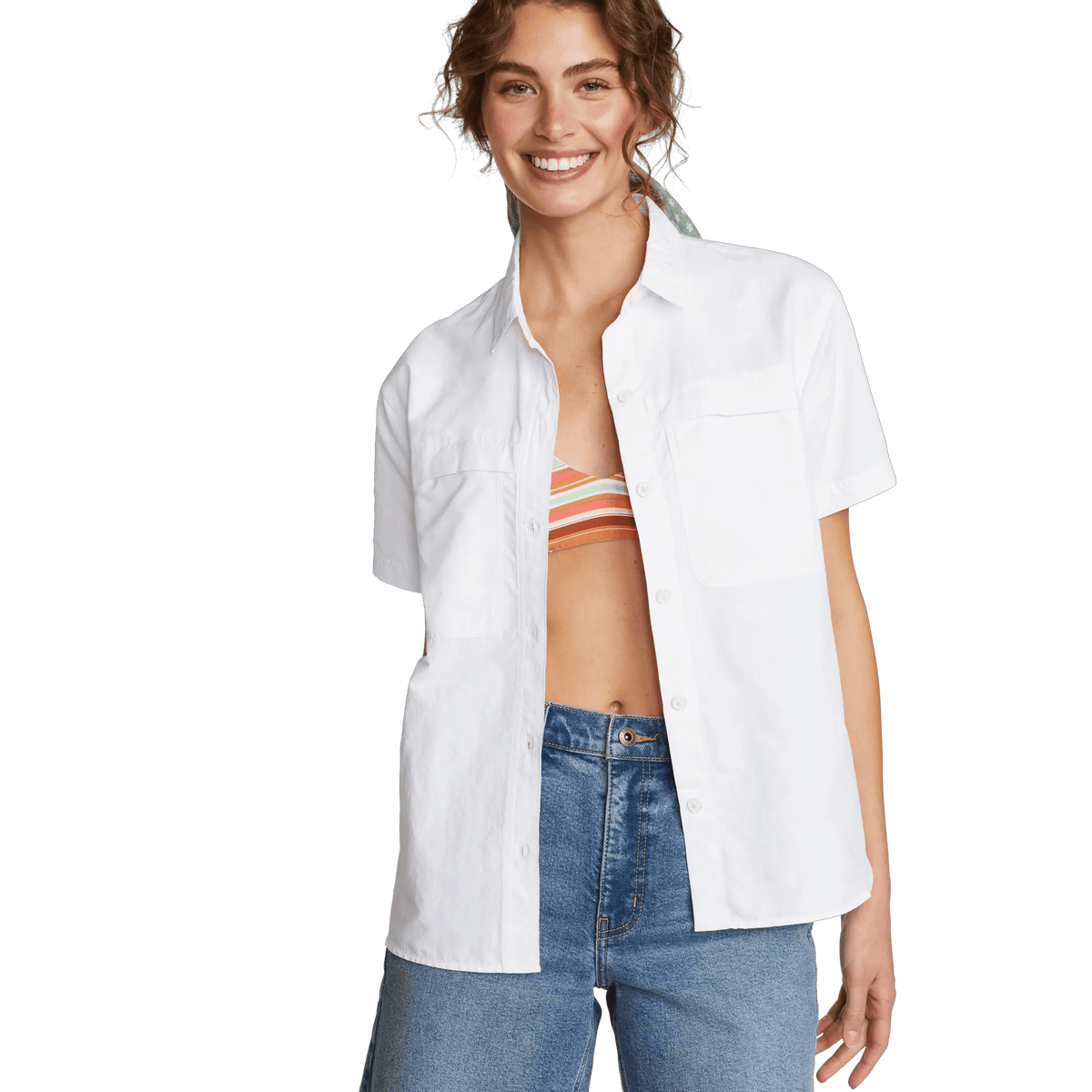Women's Rainier Short-Sleeve Ripstop Shirt-White-Regular-5