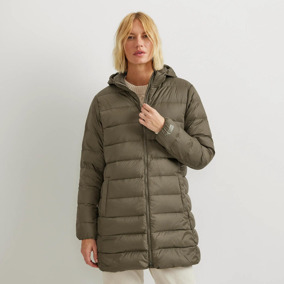 Women's CirrusLite Down Hooded Parka-Dk Fatigue-Regular-3