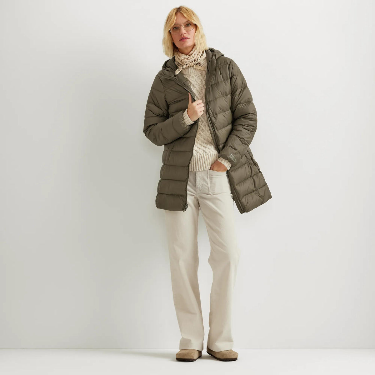 Women's CirrusLite Down Hooded Parka-Dk Fatigue-Regular-7