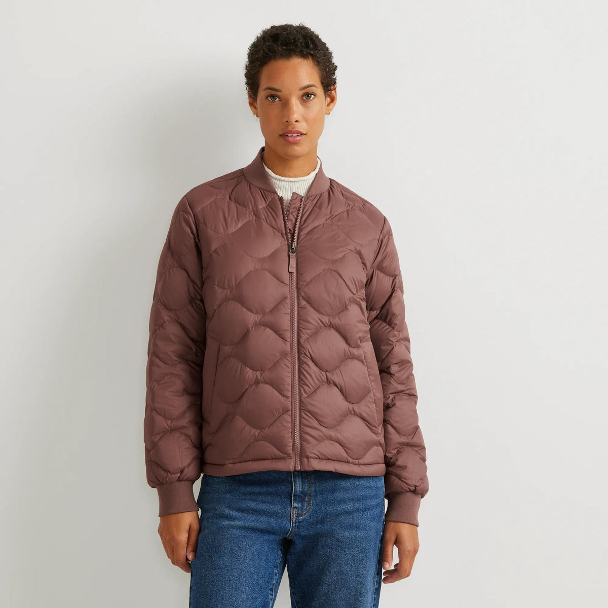 Women's Shaw Down Bomber Jacket-Plum-Regular-3
