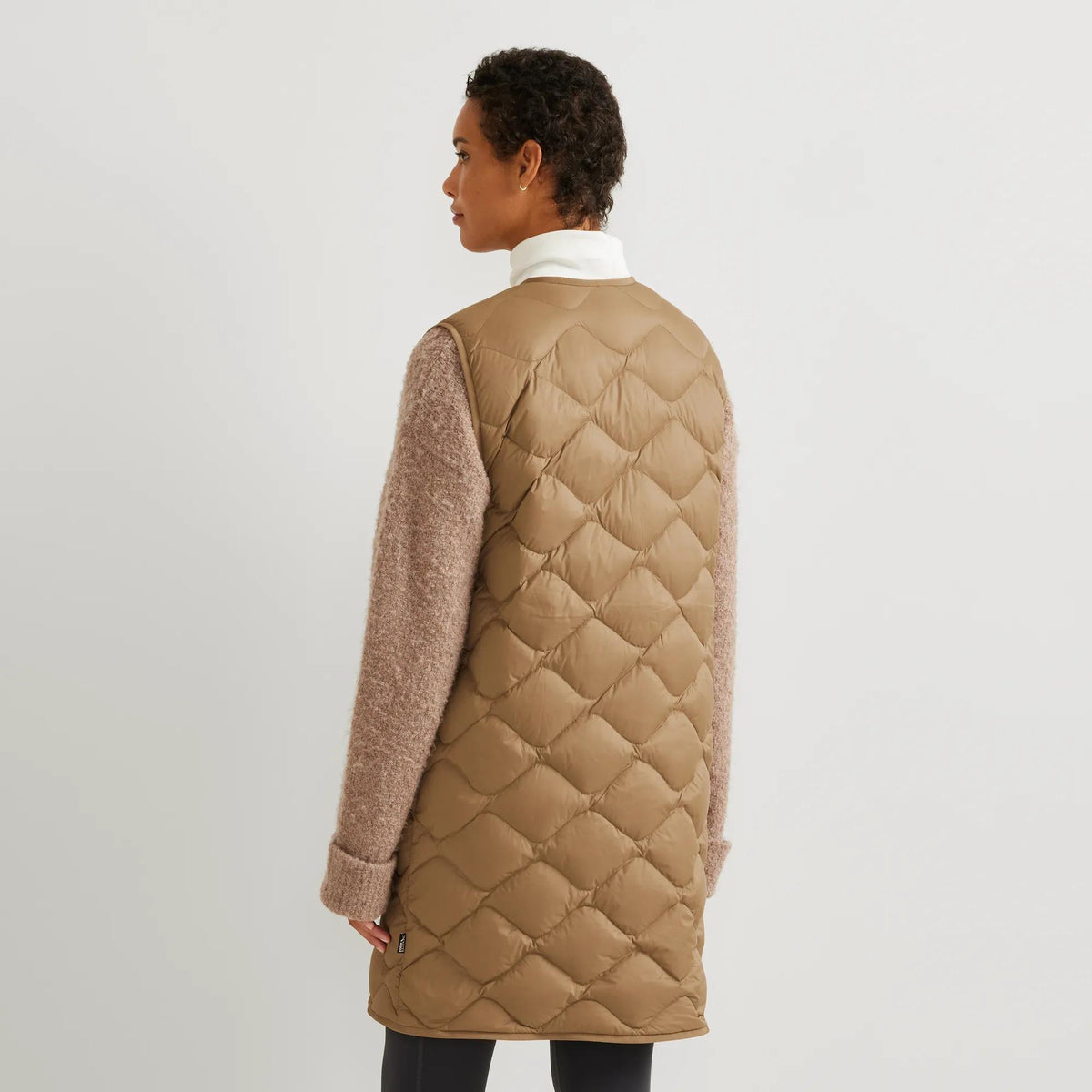 Women's Shaw Long Down Vest-Camel-Regular-5
