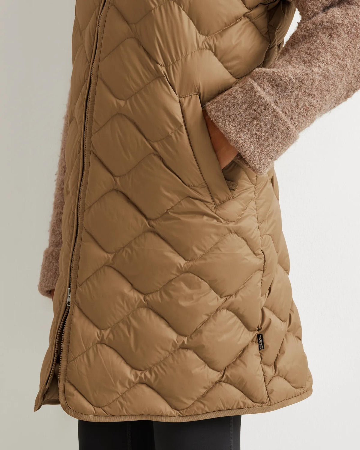 Women's Shaw Long Down Vest-Camel-Regular-11