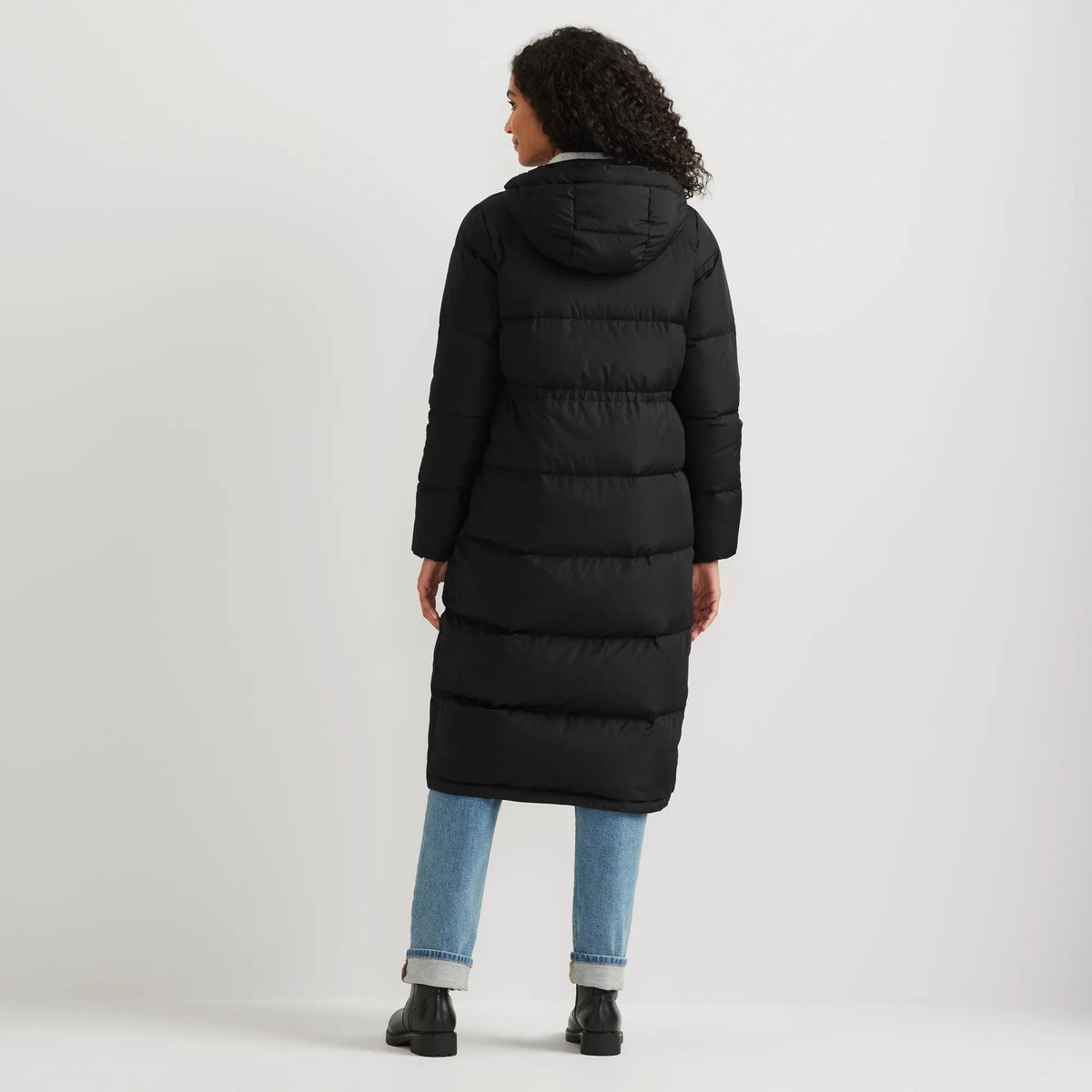 Women's Ketchum Down Hooded Duffle Coat-Black-Regular-2