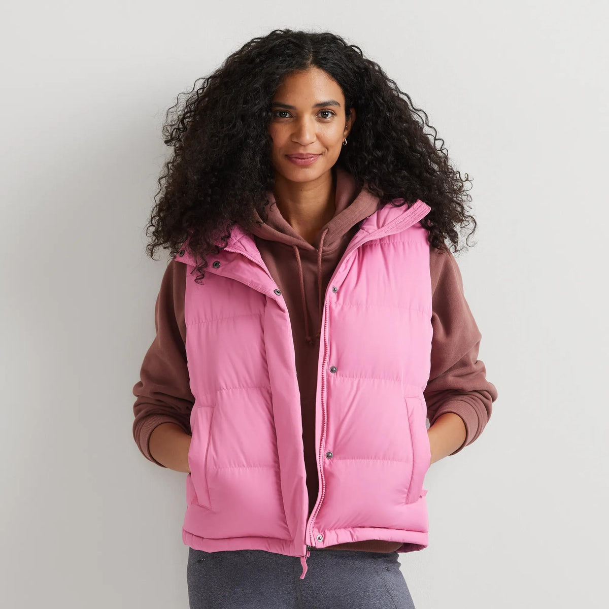 Women's Ketchum Short Down Hooded Vest-Deep Pink-Regular-5