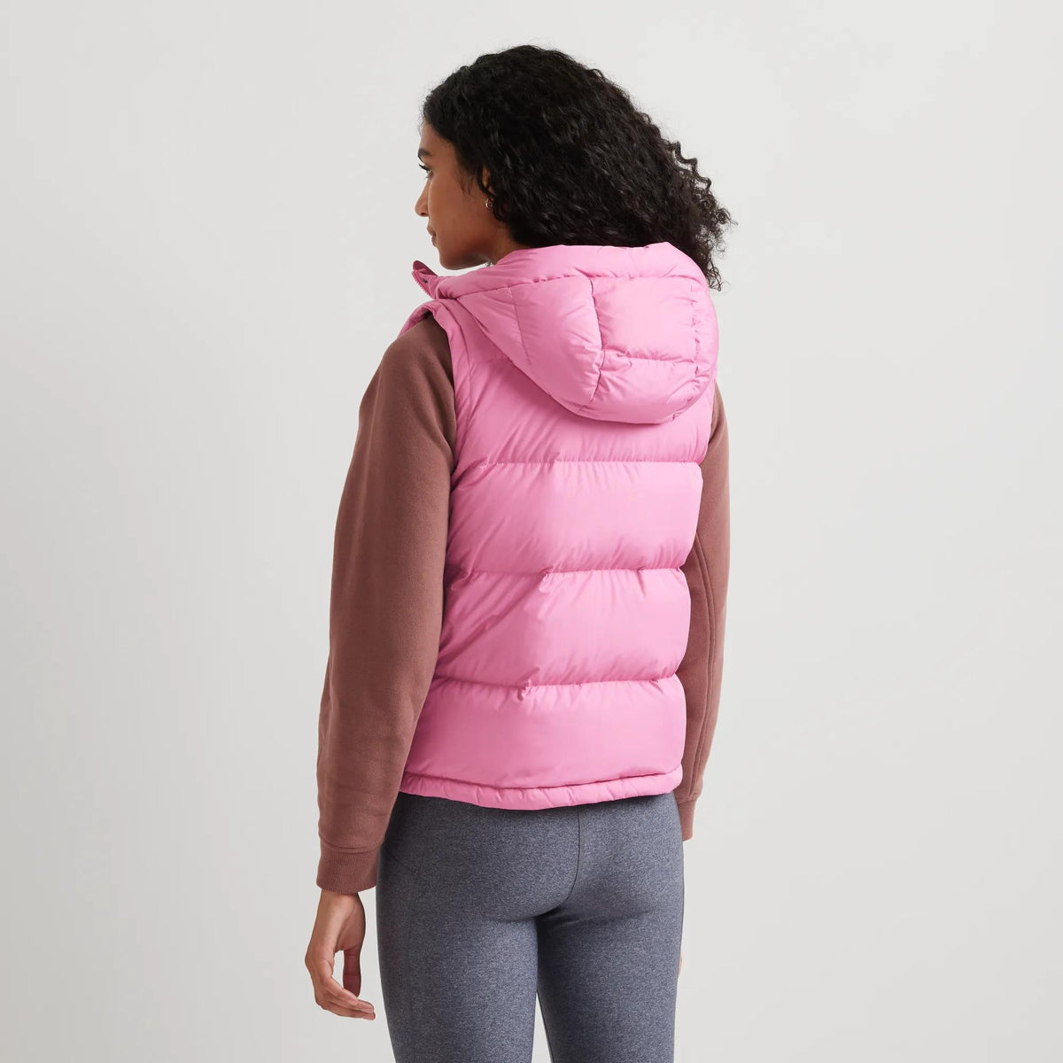 Women's Ketchum Short Down Hooded Vest-Deep Pink-Regular-2