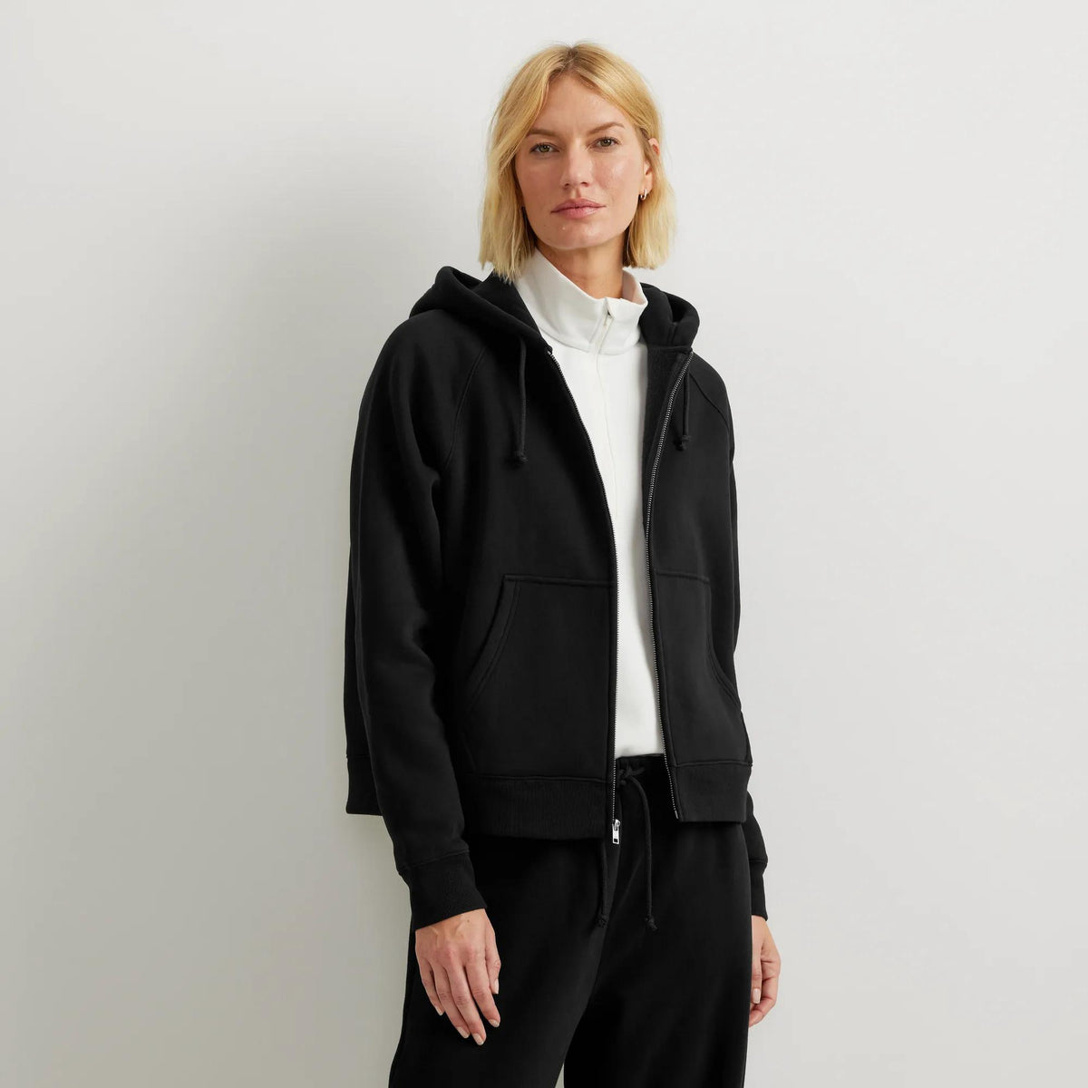 Sweat à capuche zippé doux vintage pour femme