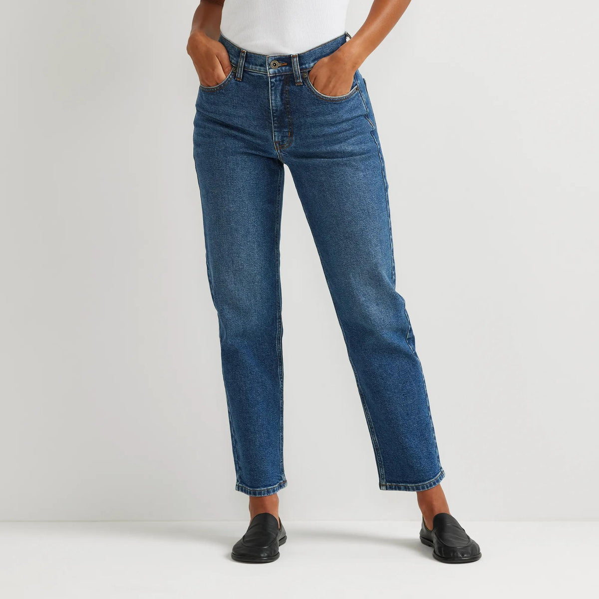 Women's Authentic High-Rise Straight Leg Jeans-Indigo Blue-Regular-10