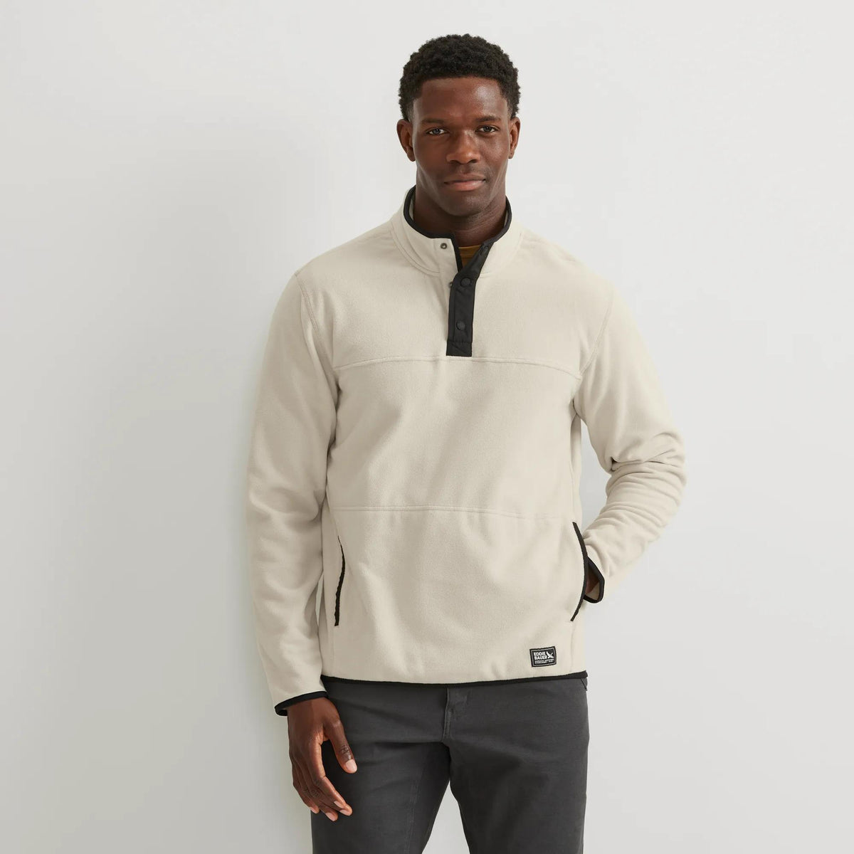 Men's Chutes Fleece Snap Mock Pullover-Ecru-Regular-1